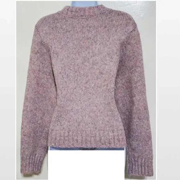 New Purple & Pink Cable Chunky Knit Cropped Pullover Sweater - Picture 10 of 16